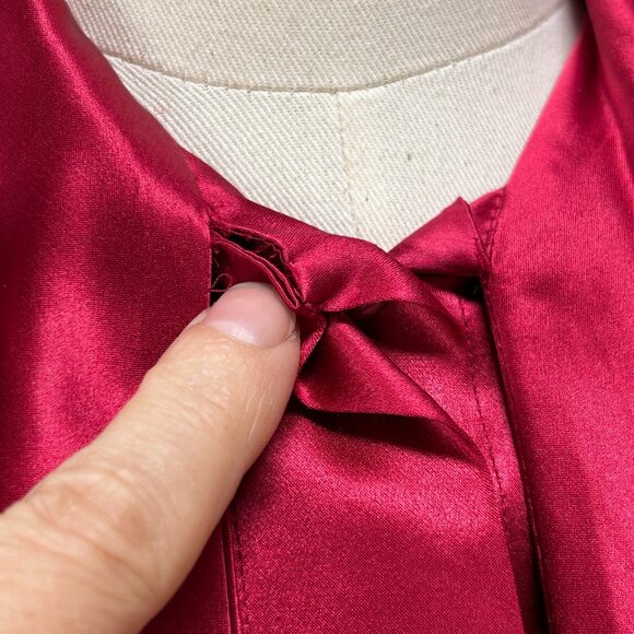 Vintage 80s Calvin Klein 100% Silk Bow Blouse Hong Kong Era – Fuchsia Women's 10 - Picture 13 of 13